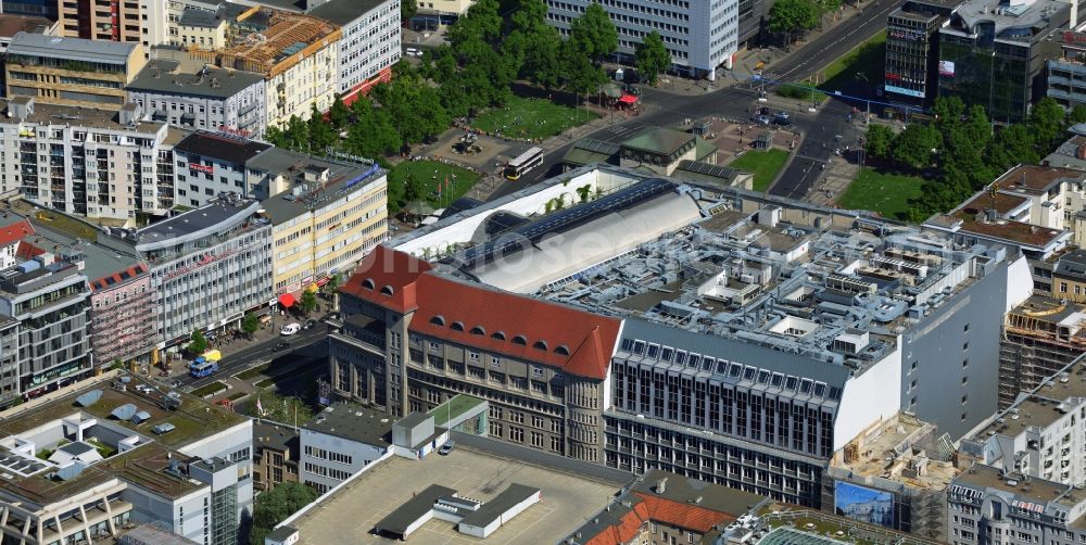 Aerial image Berlin - KaDeWe ( Kaufhaus des Westens ) at Tauentzienstrasse at Wittenberg Platz in Berlin - Schoeneberg. The world-famous department store is a operated by the Nicolas Berggruen Holdings GmbH