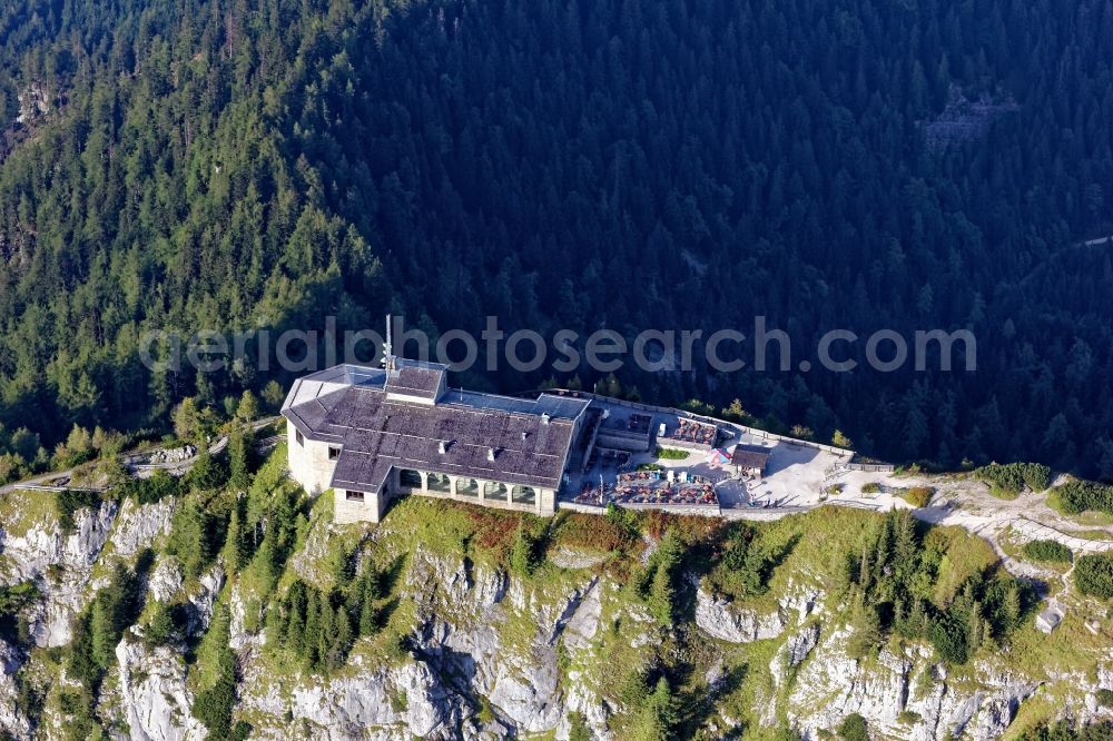 Berchtesgaden from above - The Kehlsteinhaus on the Obersalzberg in Berchtesgaden in the state of Bavaria lies above Berchtesgaden, just below the Kehlsteingipfels. It was built by the NSDAP as a representative building and had the nickname Eagle's Nest / Adlerhorst in the Nazi era. Today it is a mountain inn and a popular excursion destination with a panoramic view over the Berchtesgaden Alps