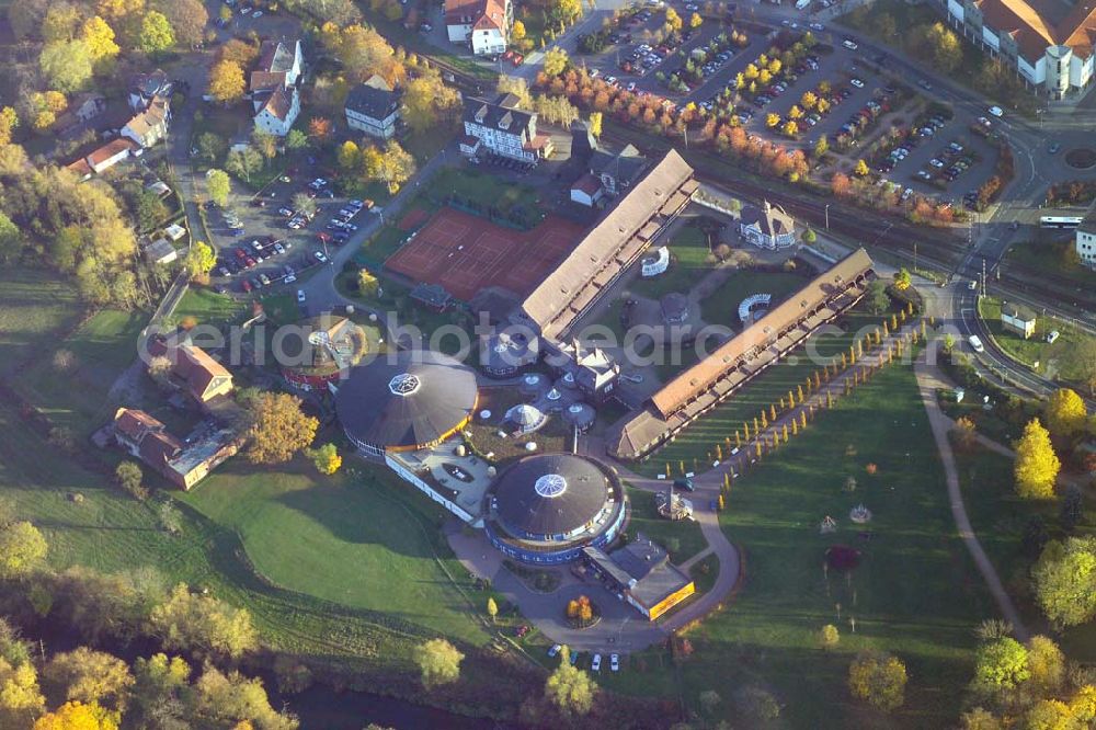 Aerial image Bad Salzungen - , Die Nutzung der reinen, hochprozentigen Sole-Quellen in Bad Salzungen schlägt eine Brücke zur reichen keltischen Vergangenheit in der Region um Bad Salzungen. Anschrift: Sole-Heilbad, Kurverwaltungsgesellschaft GmbH , Am Flößrasen 1, 36433 Bad Salzungen,Telefon: 0 36 95/ 69 34-0: -25, Telefax: 0 36 95/ 69 34 21; -22, e-Mail: kur.basa@t-online.de Achim Walder: