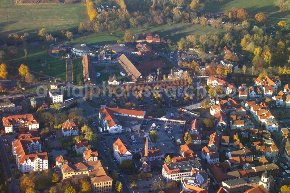 Aerial photograph Bad Salzungen - , Die Nutzung der reinen, hochprozentigen Sole-Quellen in Bad Salzungen schlägt eine Brücke zur reichen keltischen Vergangenheit in der Region um Bad Salzungen. Anschrift: Sole-Heilbad, Kurverwaltungsgesellschaft GmbH , Am Flößrasen 1, 36433 Bad Salzungen,Telefon: 0 36 95/ 69 34-0: -25, Telefax: 0 36 95/ 69 34 21; -22, e-Mail: kur.basa@t-online.de Achim Walder: