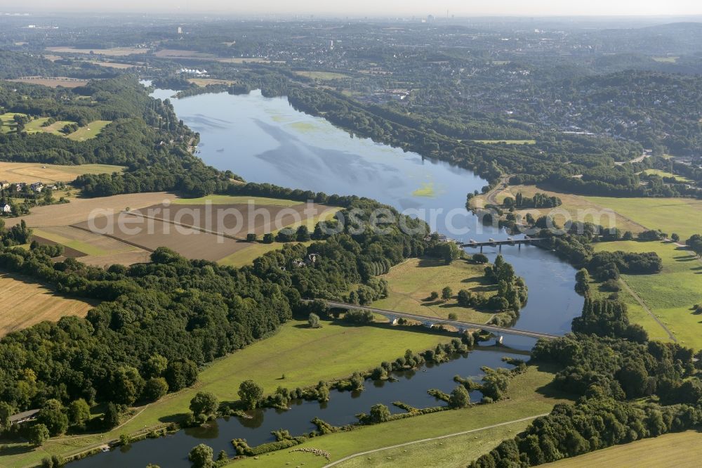 Aerial image Hattingen - Kemnade lake seen from Hattingen overlooking the surrounding landscape near Hattingen in the state of North Rhine-Westphalia