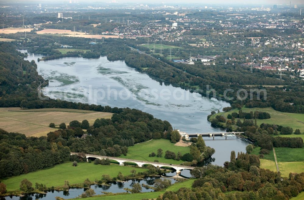Witten from above - View of the lake Kemnader See in Witten in the state North Rhine-Westphalia