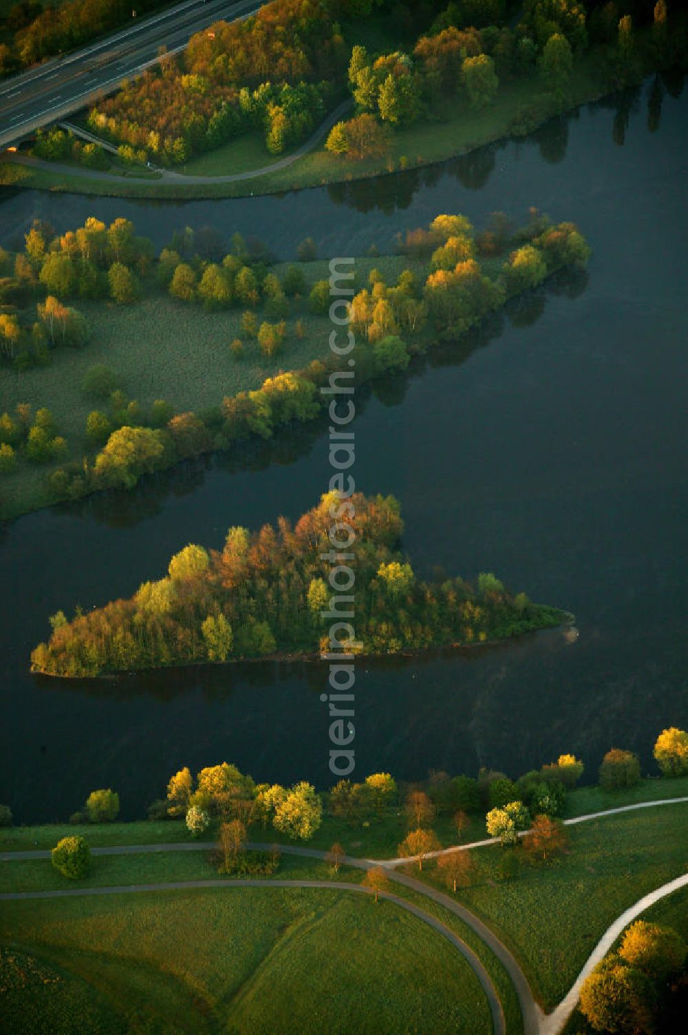 Aerial image Bochum - Blick auf den Einfluss der Ruhr in den Kemnader Stausee.