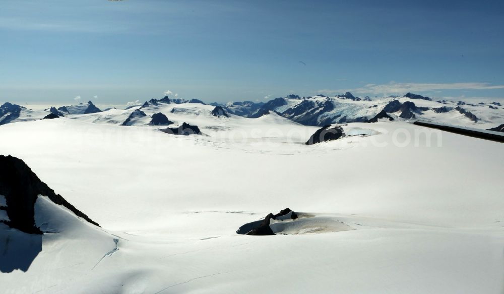 Kenai Fjords National Park from the bird's eye view: Harding Icefield in the Kenai Mountains in Kenai Fjords National Park on the Kenai Peninsula in Alaska in the United States of America United States