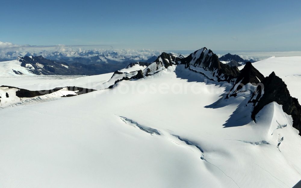 Kenai Fjords National Park from the bird's eye view: Harding Icefield in the Kenai Mountains in Kenai Fjords National Park on the Kenai Peninsula in Alaska in the United States of America United States