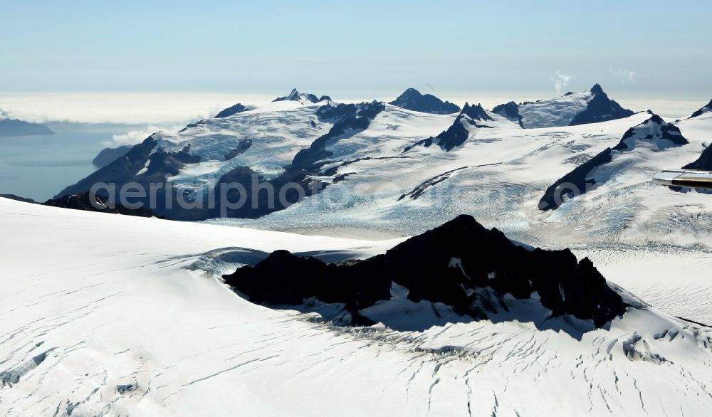 Kenai Fjords National Park from above - Harding Icefield in the Kenai Mountains in Kenai Fjords National Park on the Kenai Peninsula in Alaska in the United States of America United States