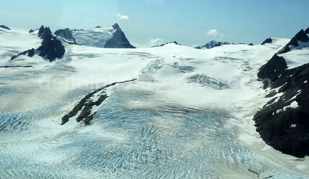 Kenai Fjords National Park from above - Harding Icefield in the Kenai Mountains in Kenai Fjords National Park on the Kenai Peninsula in Alaska in the United States of America United States