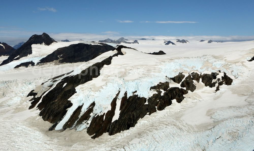 Kenai Fjords National Park from the bird's eye view: Harding Icefield in the Kenai Mountains in Kenai Fjords National Park on the Kenai Peninsula in Alaska in the United States of America United States