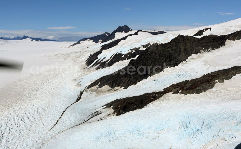 Aerial image Kenai Fjords National Park - Harding Icefield in the Kenai Mountains in Kenai Fjords National Park on the Kenai Peninsula in Alaska in the United States of America United States