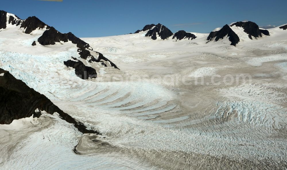 Kenai Fjords National Park from above - Harding Icefield in the Kenai Mountains in Kenai Fjords National Park on the Kenai Peninsula in Alaska in the United States of America United States