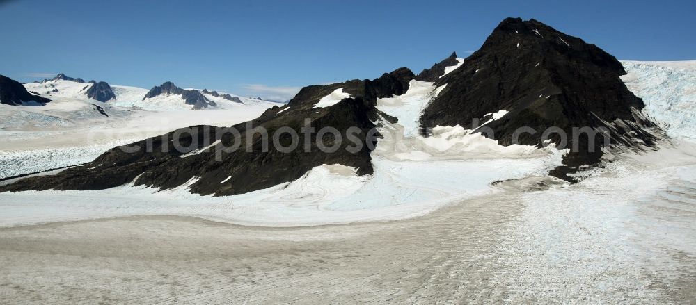 Kenai Fjords National Park from the bird's eye view: Harding Icefield in the Kenai Mountains in Kenai Fjords National Park on the Kenai Peninsula in Alaska in the United States of America United States