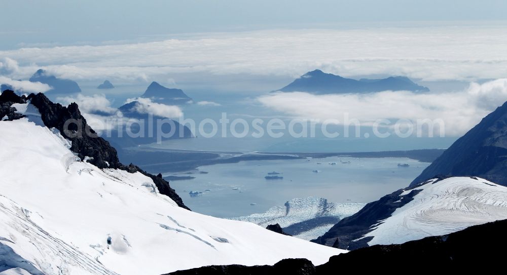 Kenai Fjords National Park from above - Harding Icefield in the Kenai Mountains in Kenai Fjords National Park on the Kenai Peninsula in Alaska in the United States of America United States