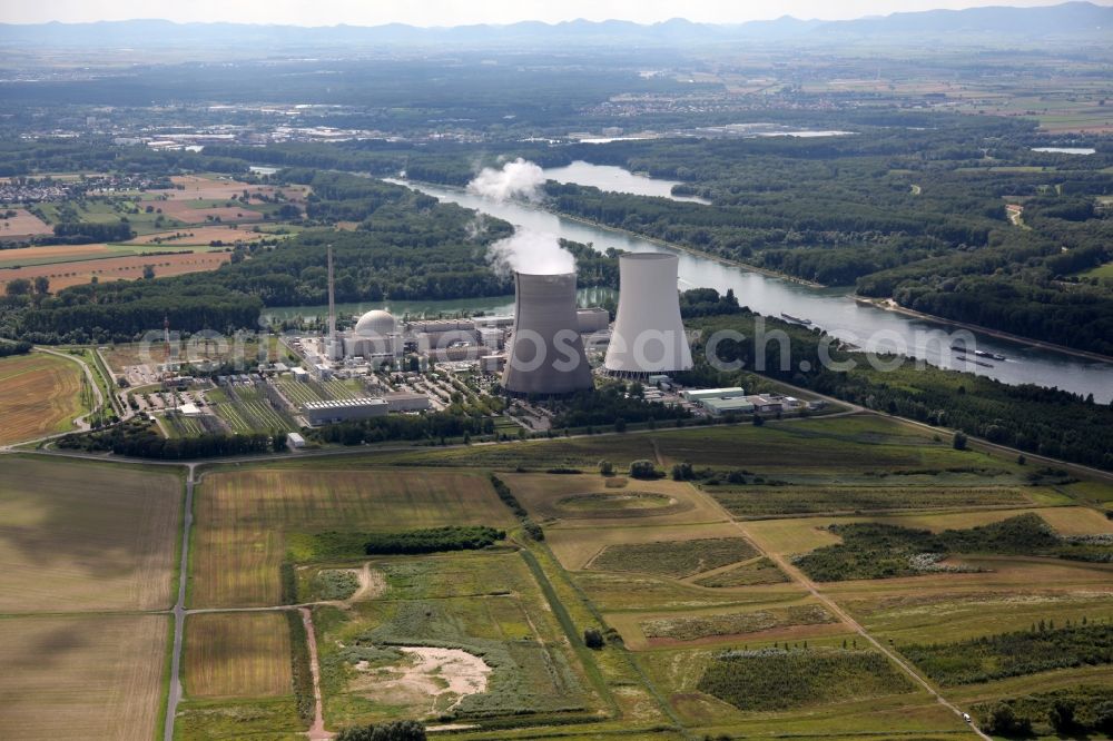 Philippsburg from above - View of the nuclear power plant / nuclear power station NPS Philippsburg in Baden-Wuerttemberg