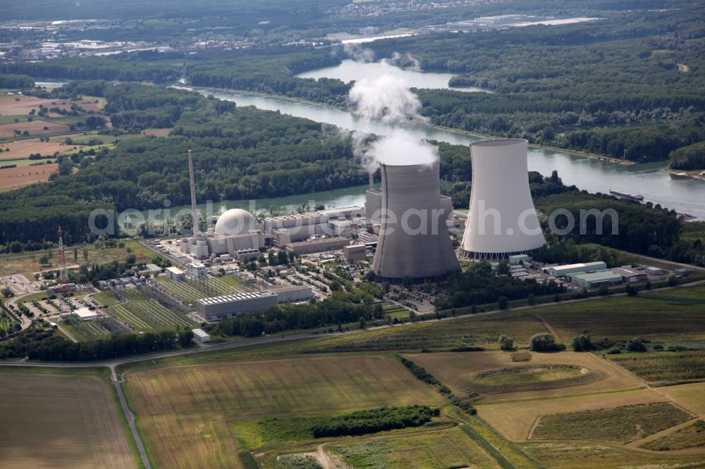 Aerial photograph Philippsburg - View of the nuclear power plant / nuclear power station NPS Philippsburg in Baden-Wuerttemberg