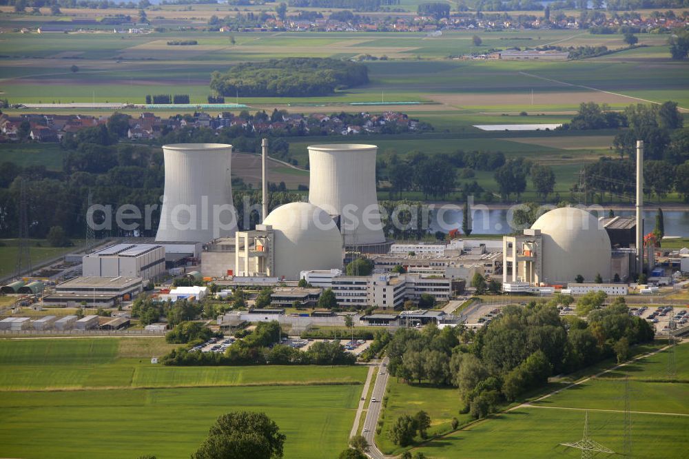 Aerial image Biblis - Blick auf das Kernkraftwerk in Biblis. Nuclear power station Biblis.