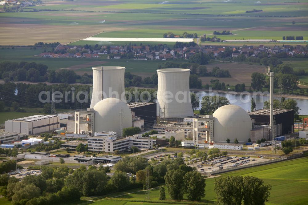 Aerial photograph Biblis - Blick auf das Kernkraftwerk in Biblis. Nuclear power station Biblis.