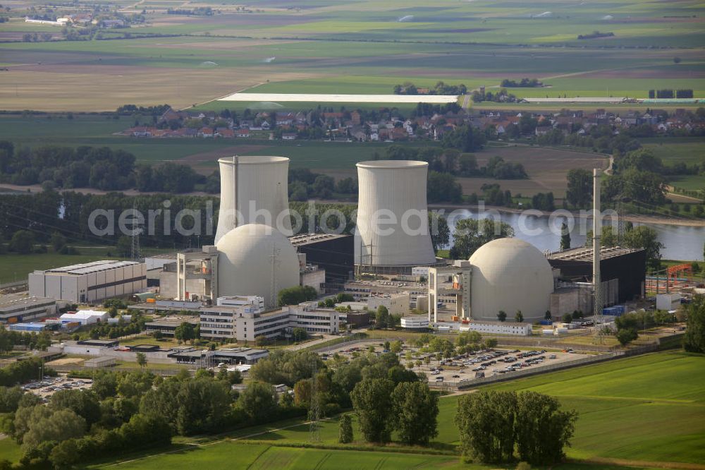 Biblis from above - Blick auf das Kernkraftwerk in Biblis. Nuclear power station Biblis.