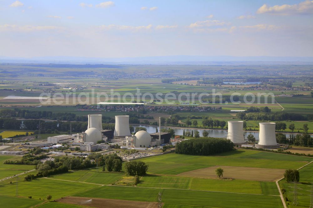 Biblis from the bird's eye view: Blick auf das Kernkraftwerk in Biblis. Nuclear power station Biblis.