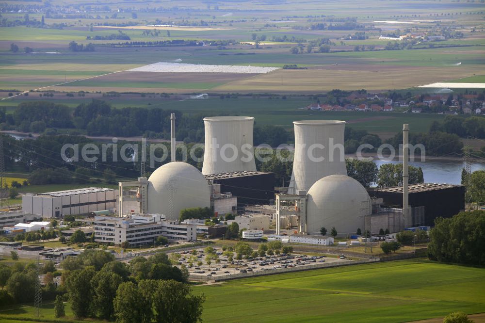 Biblis from the bird's eye view: Blick auf das Kernkraftwerk in Biblis. Nuclear power station Biblis.