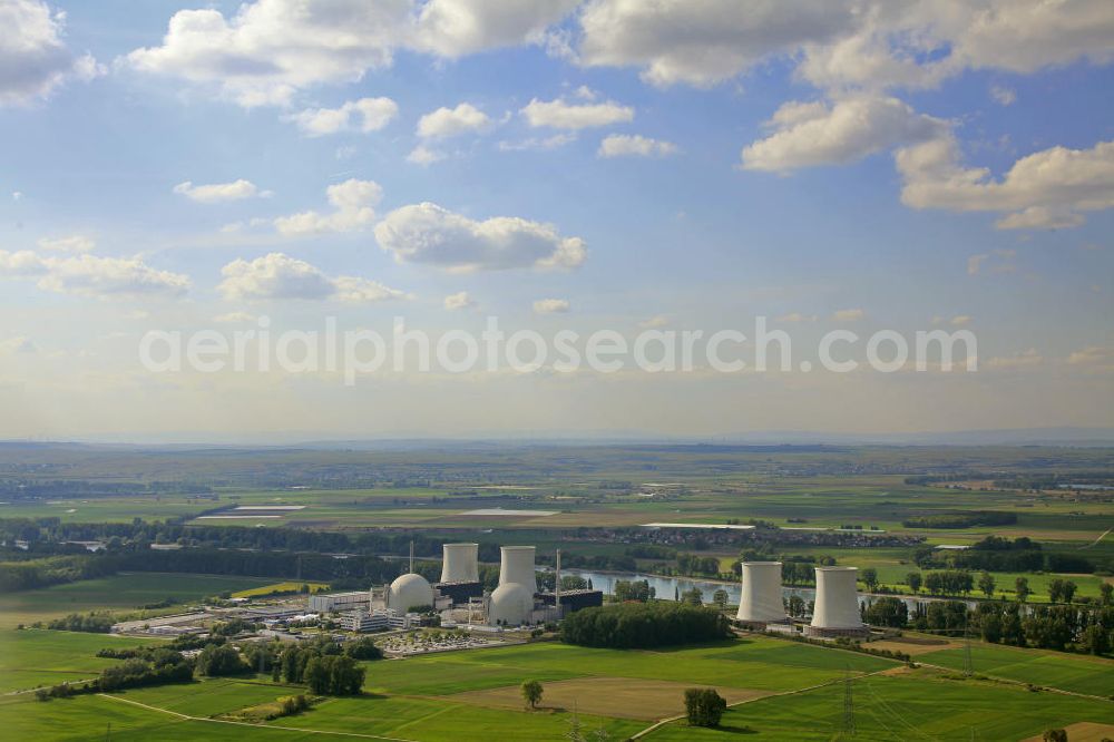 Aerial photograph Biblis - Blick auf das Kernkraftwerk in Biblis. Nuclear power station Biblis.