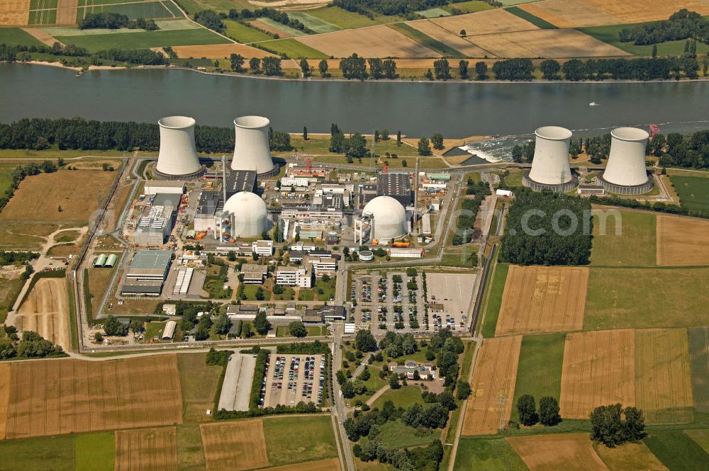 Aerial photograph Biblis - Blick auf das Kernkraftwerk in Biblis. Nuclear power station Biblis.