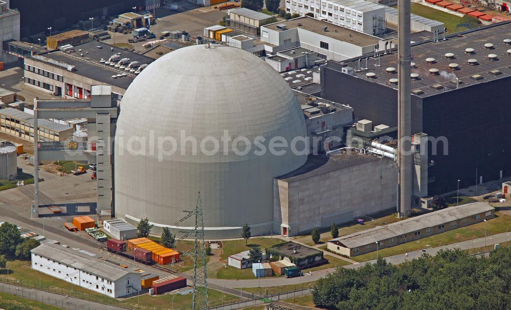 Biblis from the bird's eye view: Blick auf das Kernkraftwerk in Biblis. Nuclear power station Biblis.