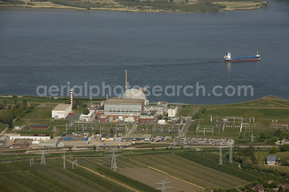 Brokdorf from above - Blick auf das Kernkraftwerk in Brokdorf (KBR). Nuclear power station Brokdorf.