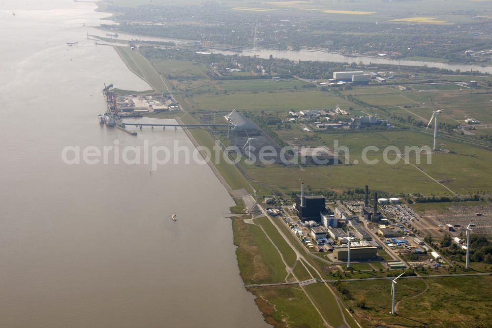 Aerial photograph Brunsbüttel - Blick auf das Kernkraftwerk in Brunsbüttel in Schleswig-Holstein. Nuclear power station Brunsbüttel.