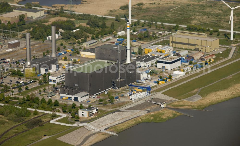 Aerial photograph Brunsbüttel - Blick auf das Kernkraftwerk in Brunsbüttel in Schleswig-Holstein. Nuclear power station Brunsbüttel.