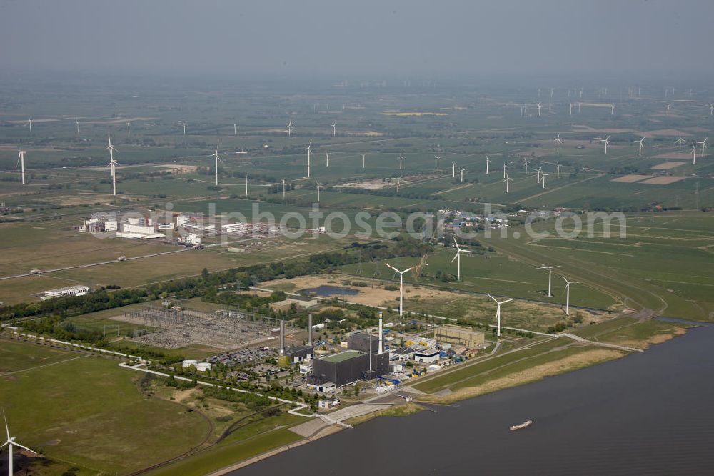 Aerial image Brunsbüttel - Blick auf das Kernkraftwerk in Brunsbüttel in Schleswig-Holstein. Nuclear power station Brunsbüttel.