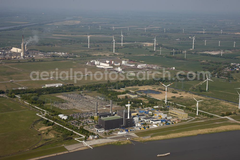 Brunsbüttel from the bird's eye view: Blick auf das Kernkraftwerk in Brunsbüttel in Schleswig-Holstein. Nuclear power station Brunsbüttel.