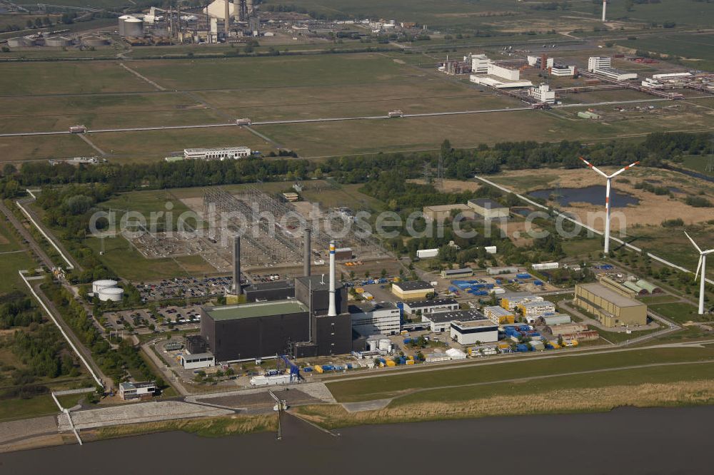 Aerial photograph Brunsbüttel - Blick auf das Kernkraftwerk in Brunsbüttel in Schleswig-Holstein. Nuclear power station Brunsbüttel.