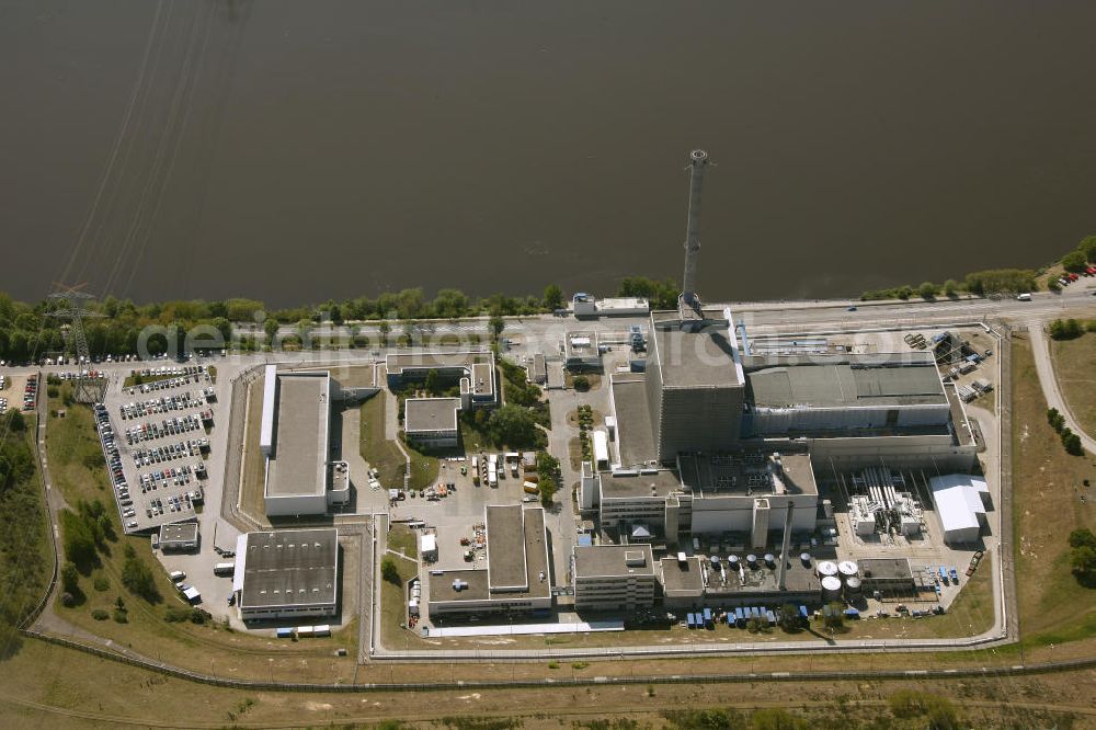 Aerial photograph KRÜMMEL / GEESTHACHT - Blick auf das Kernkraftwerk Krümmel / Geesthacht in Schleswig-Holstein. Nuclear power station Krümmel / Geesthacht.