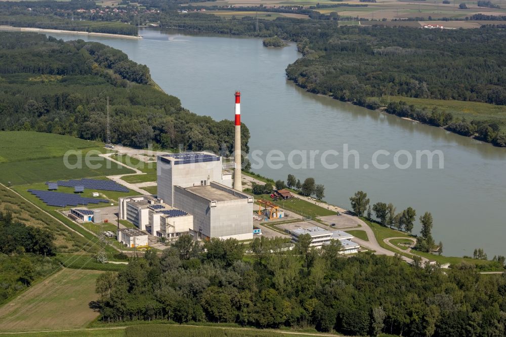 Zwentendorf from the bird's eye view: Nuclear power plant Zwentendorf on the Danube in Lower Austria in Austria in Zwentendorf