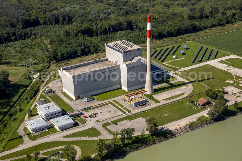 Zwentendorf from above - Nuclear power plant Zwentendorf on the Danube in Lower Austria in Austria in Zwentendorf