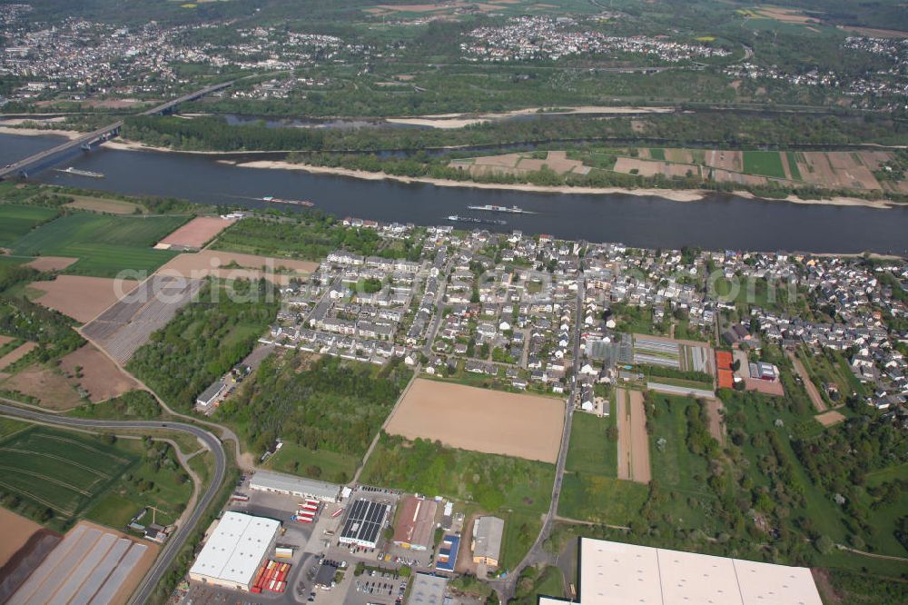 Koblenz OT Kesselheim from the bird's eye view: Kesselheim, a district of Koblenz in Rhineland-Palatinate