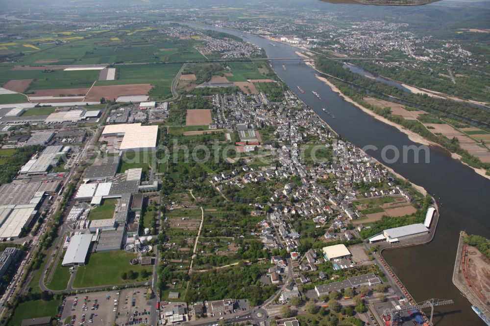 Koblenz OT Kesselheim from the bird's eye view: Kesselheim, a district of Koblenz in Rhineland-Palatinate