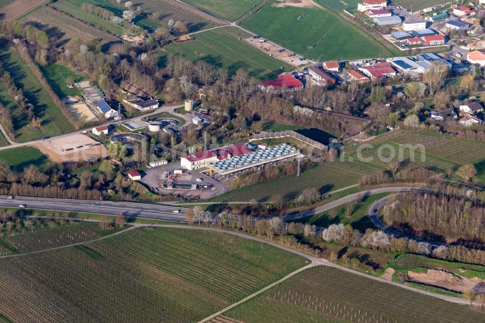 Insheim from above - Power plants of thermal power station Geothermiekraftwerk in Insheim in the state Rhineland-Palatinate, Germany