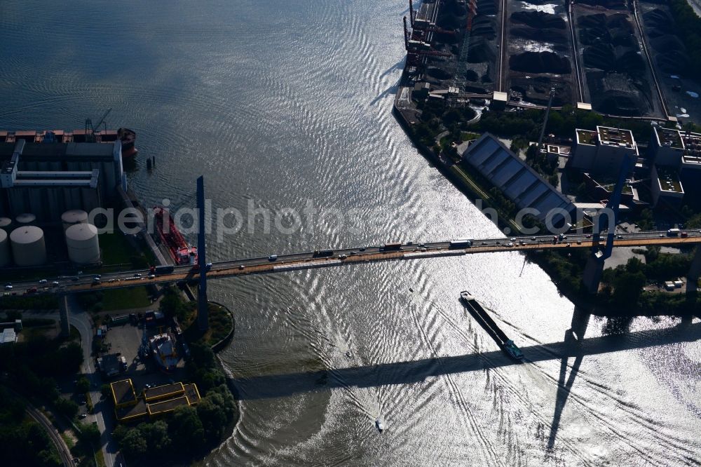 Hamburg from above - Koehlbrand bridge in Hamburg-Mitte / Waltershof. A project of the Hamburg Port Authority HPA