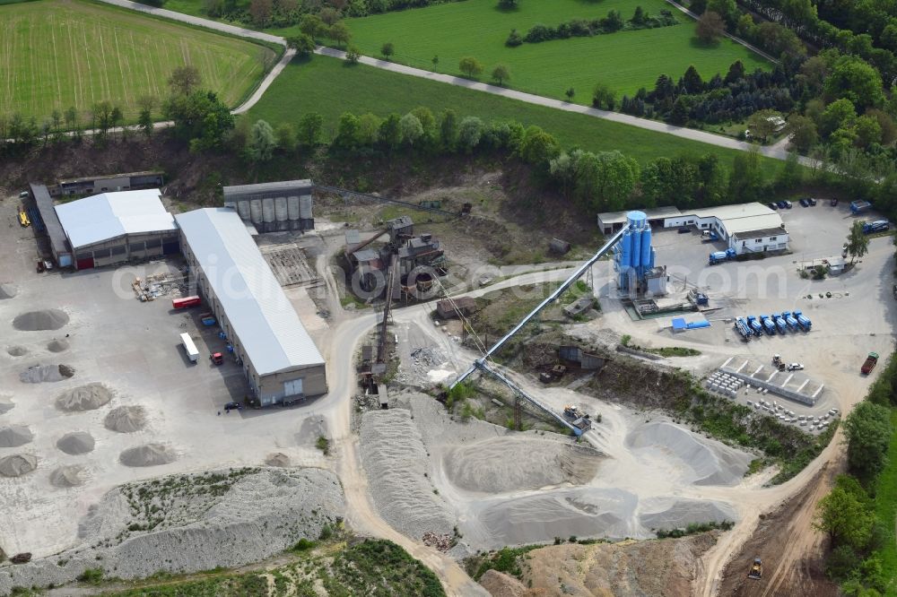 Bad Säckingen from the bird's eye view: Mixed concrete and building materials factory of Bechtel and Szilagyi in the district Wallbach in Bad Saeckingen in the state Baden-Wurttemberg, Germany