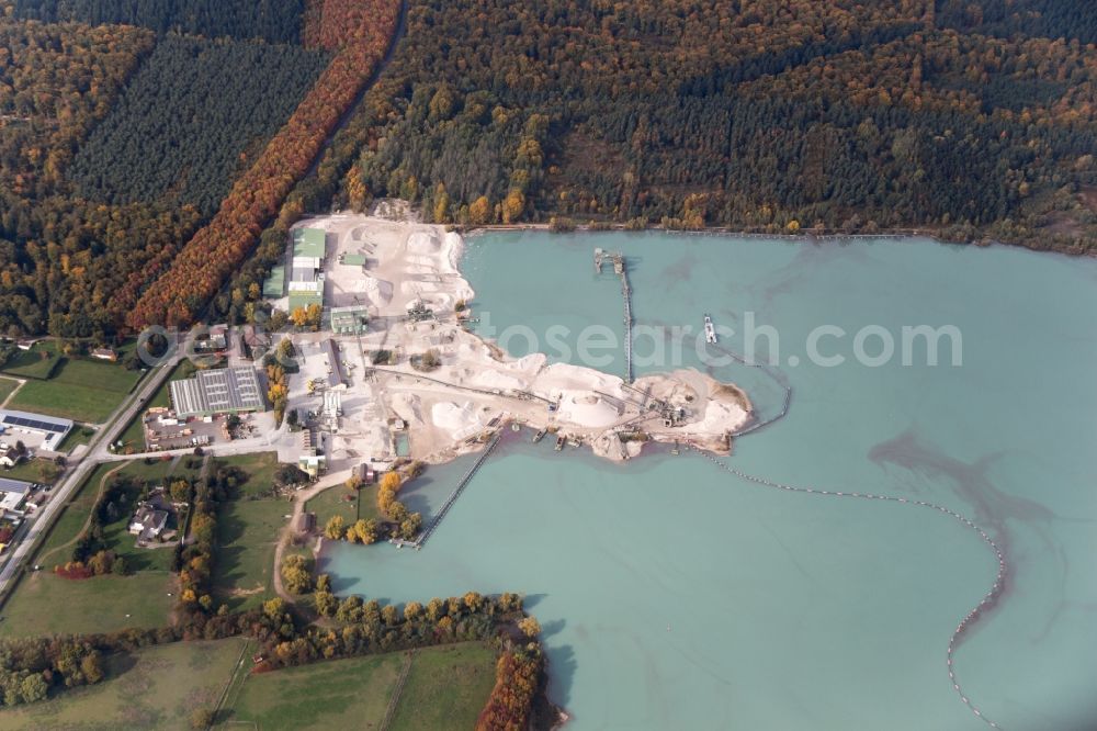 Malsch from above - Site and tailings area of the gravel mining in Malsch in the state Baden-Wuerttemberg