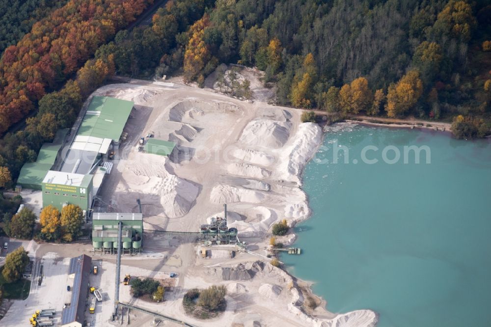 Aerial image Malsch - Site and tailings area of the gravel mining in Malsch in the state Baden-Wuerttemberg