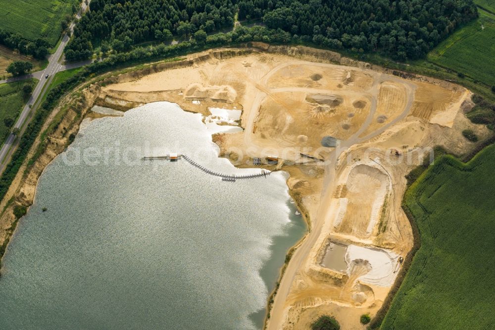 Aerial image Fredenbeck - Site and tailings area of the gravel mining in Fredenbeck in the state Lower Saxony, Germany