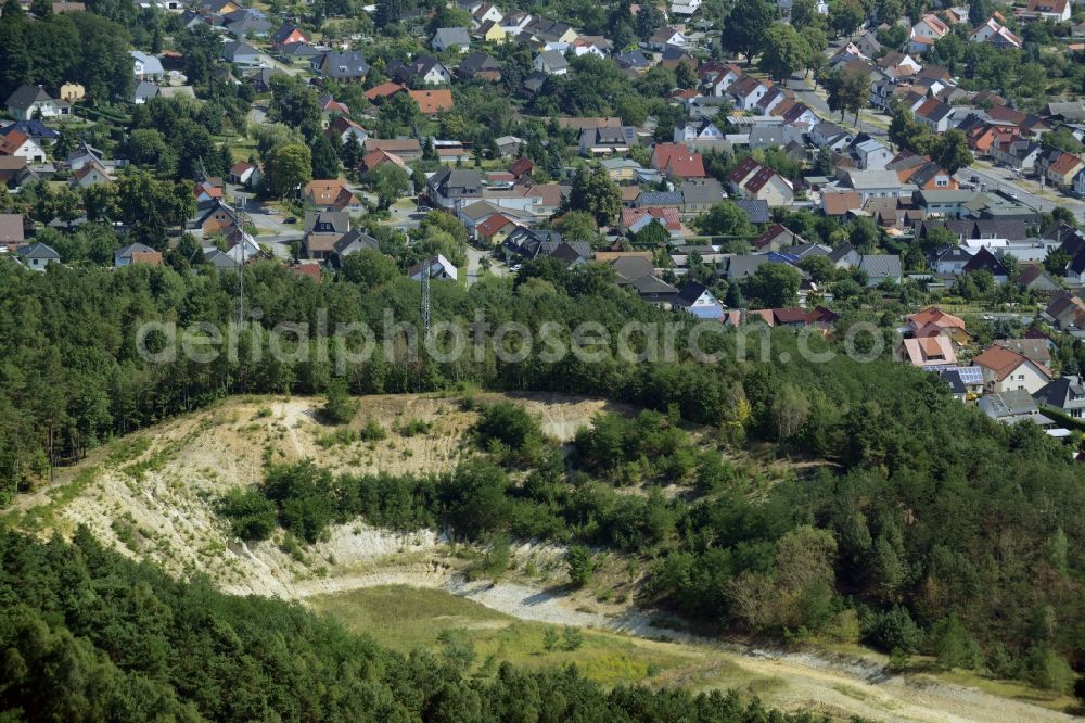 Eisenhüttenstadt from the bird's eye view: Site and former tailings area of the gravel mining in Eisenhuettenstadt in the state Brandenburg