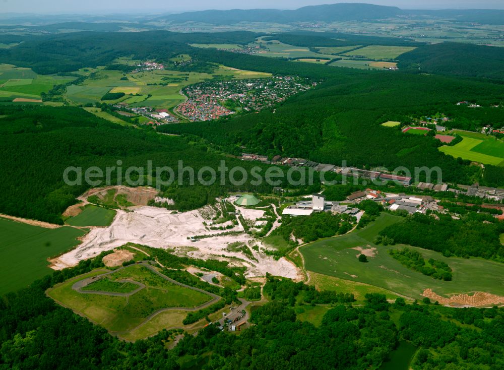 Aerial photograph Eisenberg (Pfalz) - Site and tailings area of the gravel mining in Eisenberg (Pfalz) in the state Rhineland-Palatinate, Germany