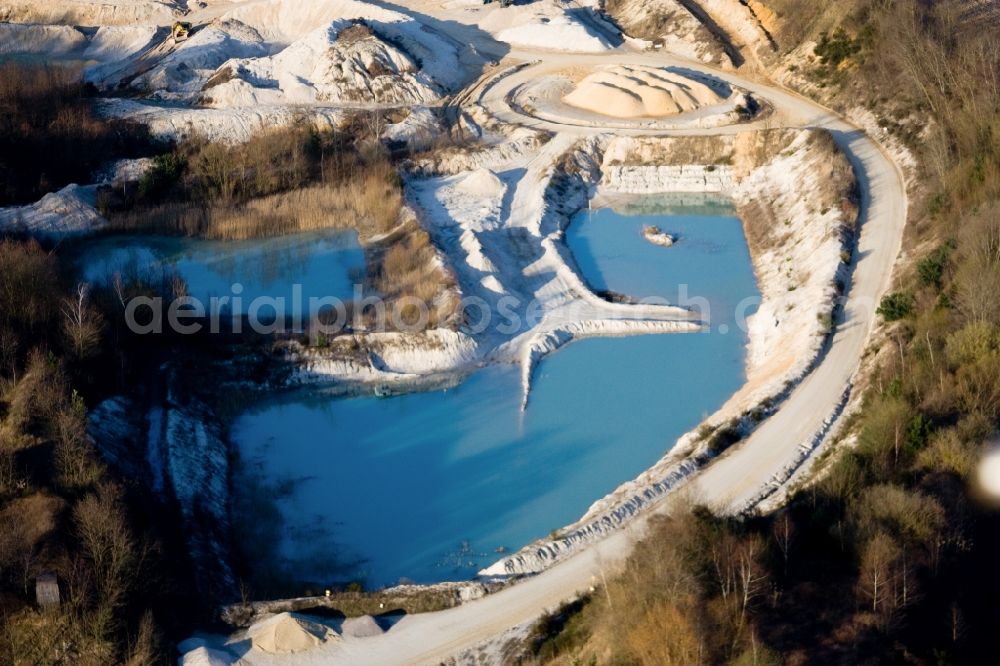 Elsass from above - Site and tailings area of the gravel mining in Elsass in Grand Est, France