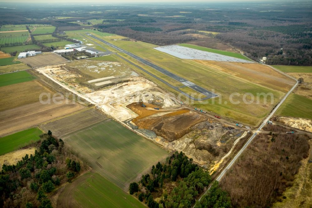 Aerial image Bottrop - Site and tailings area of the gravel mining airfield Schwarze Heide on destrict Kirchhellen in Bottrop in the state North Rhine-Westphalia