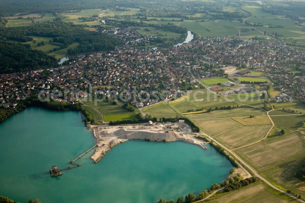 Aerial photograph La Wantzenau - Site and tailings area of the gravel mining GraviA?re in La Wantzenau in Grand Est, France