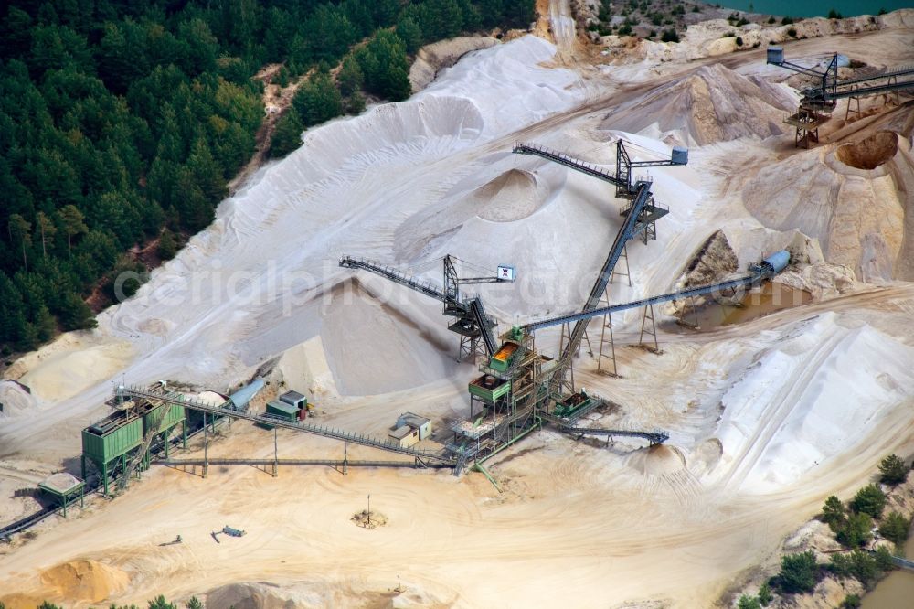 Aerial photograph Großräschen - Site and tailings area of the gravel mining in Grossraeschen in the state Brandenburg