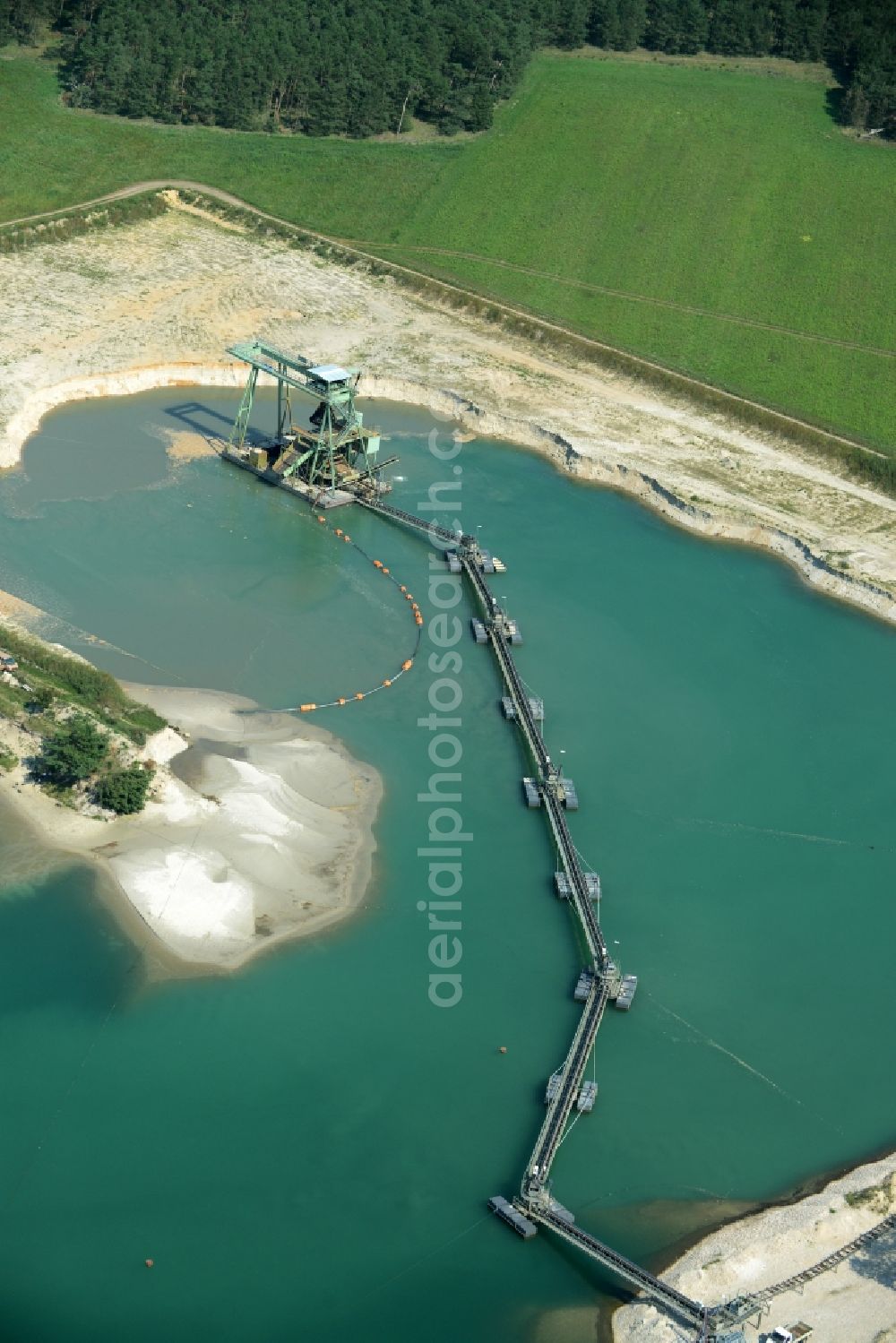 Aerial photograph Laußig - Gravel surface mining the gravel pit of Xella Deutschland GmbH in Laussig in Saxony